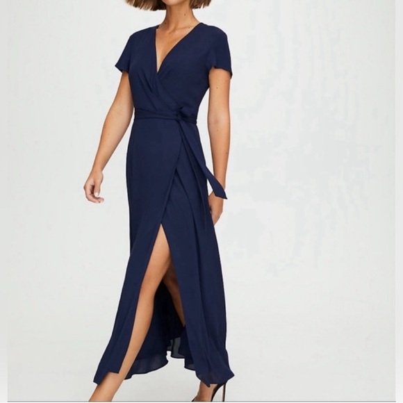 Babaton Dresses & Skirts - Aritzia Babaton Lyndon Wrap Dress in Yellow Sz Small